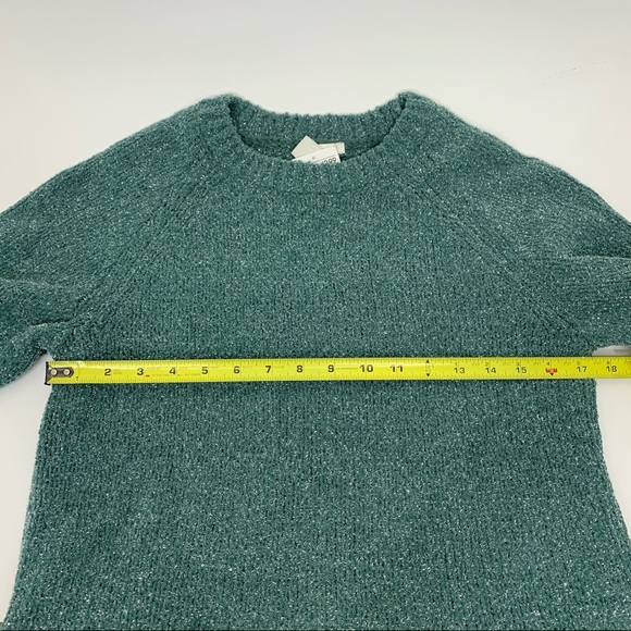 H&M Seafoam Green Silver Metallic Fleck Crewneck Chenille Sweater New Nwt Small - Picture 8 of 9